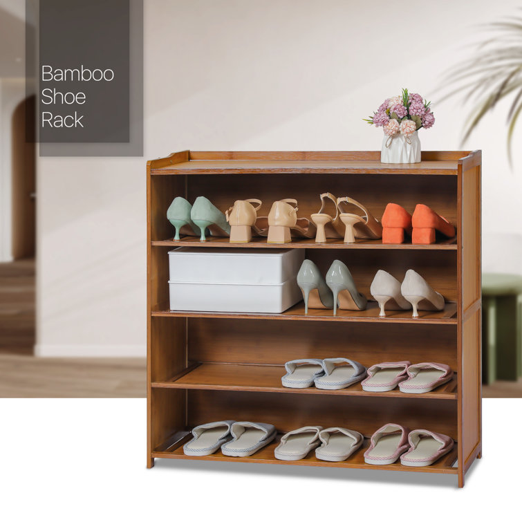 特別価格MoNiBloom Bamboo Large Shoe Storage Cabinet Shelf Stand